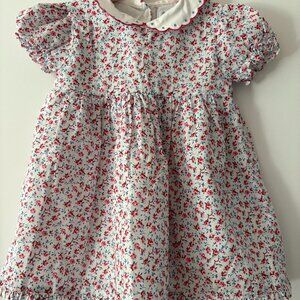 Rachel Riley Scalloped Collar Floral Dress & Bloomers in Pink and Blue, NWT, 6M